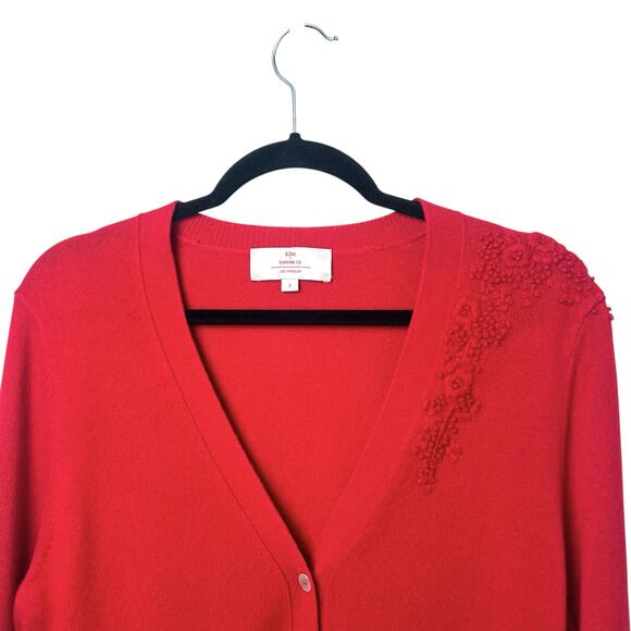Kilte Giovanna Embroidered Cashmere Cardigan Sweater Red Size Large - Picture 2 of 8